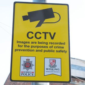 CCTV Warning Signs mounted to lamppost