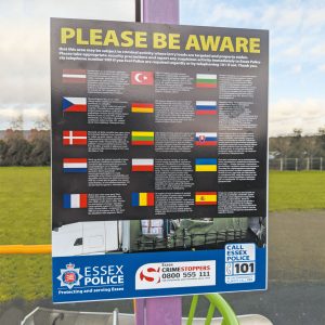 please be aware signs for stolen lorry loads & criminal activity. Many language options available