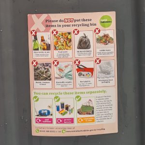 information sticker about what is acceptable for recycling