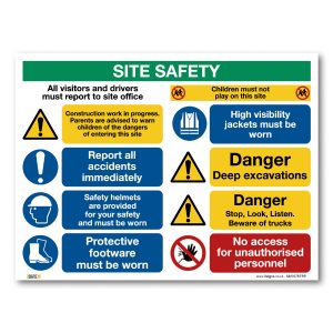 site safety board design advising people of the safety measures in place within that area